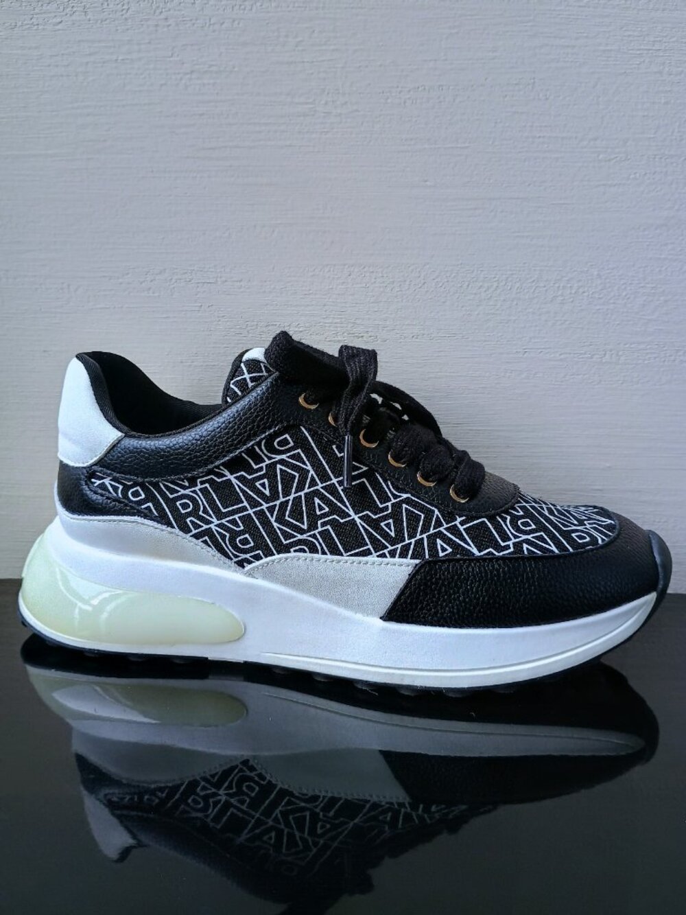 Karl Lagerfeld Paris Women's Dallas Logo Chunky Faux Leather / Canvas Sneaker